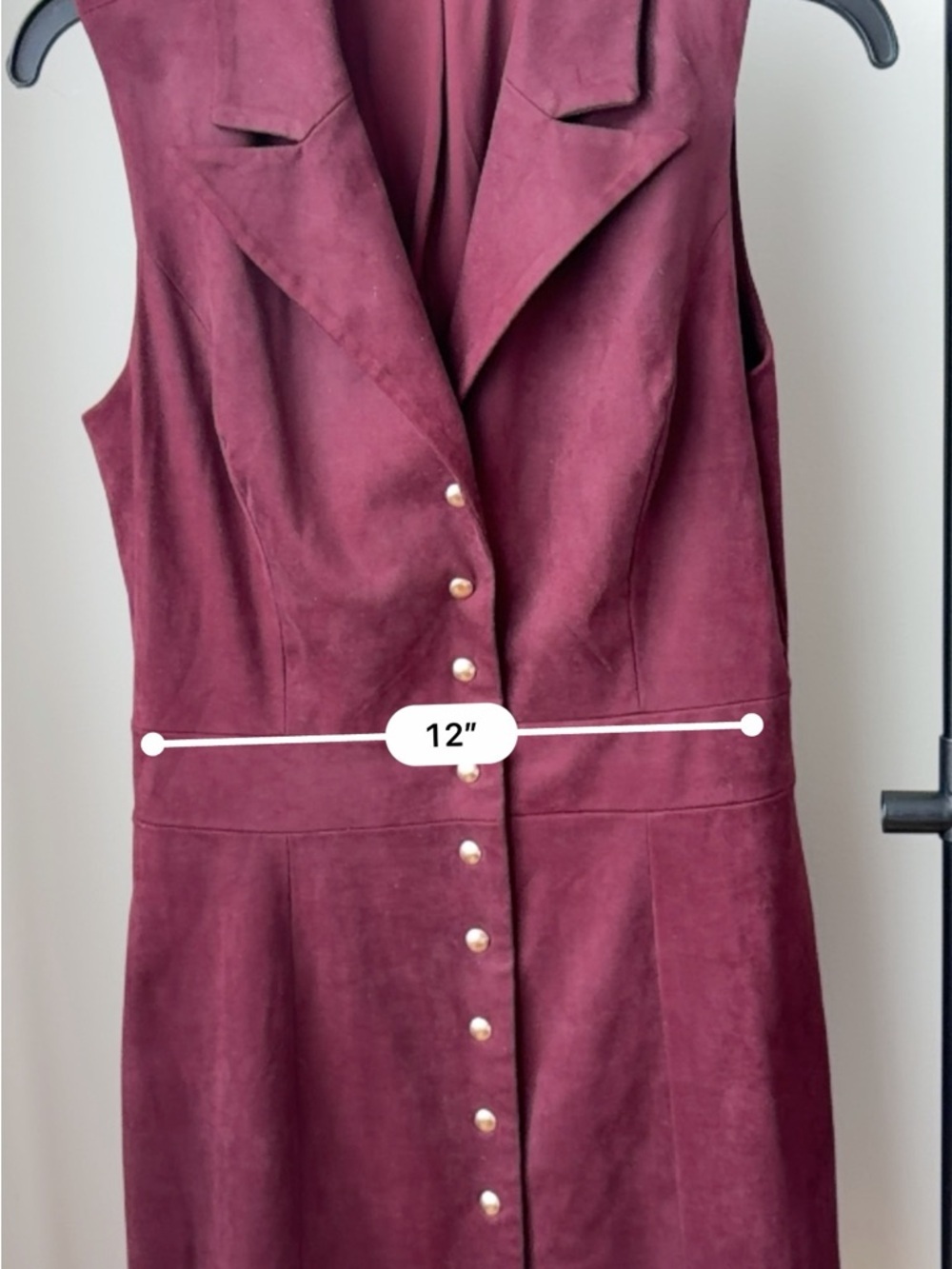 Avec Les Filles Burgundy Sleeveless Button-Front Mini Dress size 4 - Picture 7 of 8
